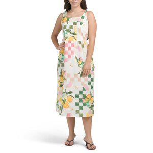 SPIGHE DI LINO multi Made In Italy Linen Blend Sleeveless Printed Midi Dress